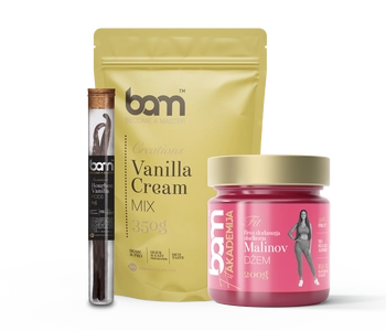 paket vanilijeva torta z malinami